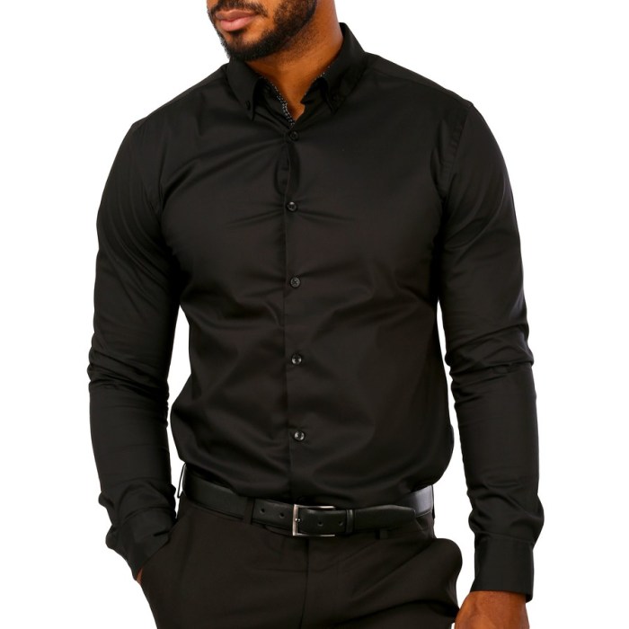 Black dress shirt mens regular fit