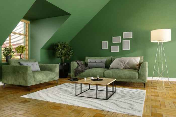 How to decorate a green wall living room