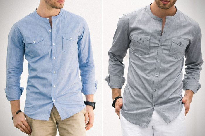 Men's dress shirt without collar