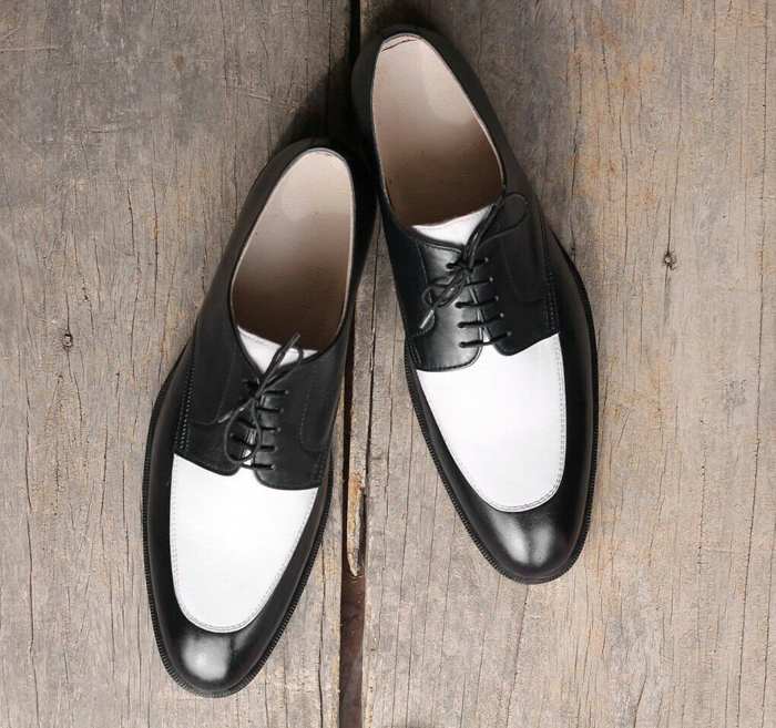 White and black dress shoes mens